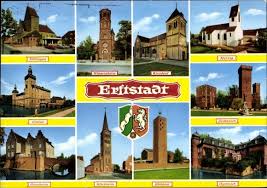 „in schwarz eine eingeschweifte rote spitze, darin eine wachsende goldene ähre; Wappen Ansichtskarte Postkarte Erftstadt In Nordrhein Akpool De