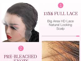 Amazon.com : Lemo beauty Full 13x6 Lace Frontal Human Hair Wigs Loose Deep  Wave Wig 13x6 Full Lace Wig HD Transparent Lace Front Wigs Pre Plucked  Bleached Invisible Tiny Knots 180% Density