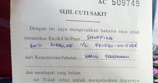 Mengenai pindaan peraturan berkaitan penerimaan sijil sakit swasta untuk tujuan meluluskan kemudahan cuti sakit. Buku Sijil Cuti Sakit Helang Puteh Menipu Sijil Cuti Sakit Satu Kesalahan Rasuah Katanya Sindiket Berkenaan Dipercayai Dijual Melalui Orang Tengah Dengan Harga Berbeza Iaitu Rm10 Kepada Orang Tengah Yang