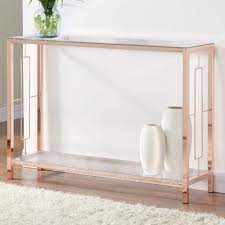 Incorporate the allure console table into a contemporary interior design theme. Athena Console Table Rose Gold Gold Console Table Console Table Decorating Console Table