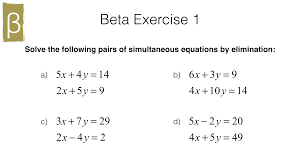 X 2 and y 2. A19a Solving Two Linear Simultaneous Equations Algebraically By Elimination Bossmaths Com
