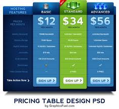 Pricing Table Psd Template Graphicsfuel Pricing Table Price List Template Template Freebie