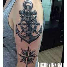 Anchor with compass and ship wheel tattoo design by chanlung168. Image Result For Sailor Compass Anchor Tattoos Anchor Sleeve Tattoo Forearm Tattoos Tattoos For Guys