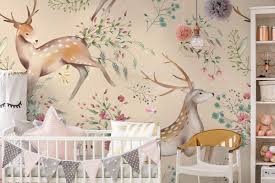 Maybe you would like to learn more about one of these? Amazon Com Murwall Nursery Wallpaper Vintage Floral Wall Mural Deer Wallpaper Flower Wall Mural Nursery Kids Room Handmade
