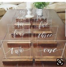 Pin By Jill Wynne On Secret Wedding Board Acrylic Table Number Rustic Wedding Signs Wedding Table Numbers