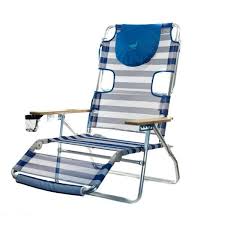 Ostrich 3 In 1 Lightweight Striped Aluminum 5 Position Reclining Beach Chair 3n1 1001s The Home Depot Beach Chairs Striped Chair Folding Beach Chair