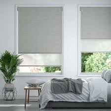 What's more, roller blinds work in any room including the kitchen, living room, bathroom, dining room, or bedroom. Double Roller Caress Silver Blind Blinds Online