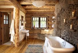 Badezimmer Einrichten Und Dekorieren Im Rustikalen Landhausstil Naturstein Klinker Badmobel Holz L Badezimmer Rustikal Badezimmer Hutte Kabinenausstattung