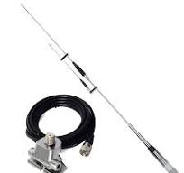 HYS VHF UHF Mult-Band Mobile Radio 2 Meter & 70cm Antenna 37.9 Inch  144/245/430Mhz Whip Antenna with Mount Base Clip Trunk Lid Hatchback Bracket