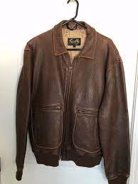 Gently Worn Scully Brand Men S Dark Brown Distressed Leather Bomber Jacket Lg Leather Jacket Style Leather Bomber Jacket Leather Bomber