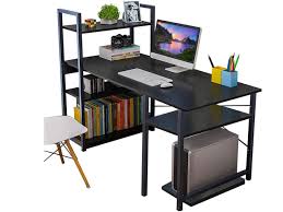 Free shipping and no tax. Fufu Gaga Tower Computer Desk With 4 Tier Shelves 47 6 Multi Level Writing Study Table With Bookshelves Modern Steel Frame Wood Desk Compact Home Office Workstation Black Newegg Com