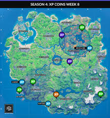 Among the features implemented is the system of xp coins of different colors — which give you xp when collected. Fortnite Season 4 Xp Coins Locations Maps For All Weeks Pro Game Guides