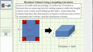 Determine The Maximum Volume Of An Open Top Box Using A Graph Only Youtube