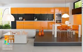 احدث تصاميم وموديلات مطابخ مودرن 2018 2019 لوكشين ديزين نت Orange Kitchen Decor Contemporary Kitchen Design Interior Design Kitchen