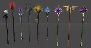 Magic Staff Bundle 3d Model Staff Magic Weapon Concept Art Types Of Magic