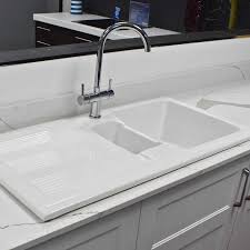 1160 x 540 x 211 mm glass kitchen sink, inset, one and a half with drainer. Rak Ceramic Kitchen 1 5 Bowl Half Kitchen Sink 2 Large Basket Strainer Wastes Ebay