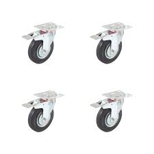 Rollensatz 4 Lenkrollen Bremse 125 Mm Vollgummi Set Transportprofi24 Com Verzinktes Stahlblech Gummi Stahlblech