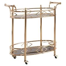 Maikailun bar cart with 2 mirrored shelves, modern metal bar serving cart with locking caster wheels and handle, gold round bar carts for the home,kitchen,club,living room (28.34''w14.96''d31''h) $134.99. Annie Vintage Metal And Glass Bar Cart Rose Gold Inspire Q Target