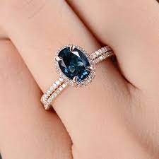 London Blue Topaz Engagement Ring Set Row Gold Bridal Set Etsy In 2020 London Blue Topaz Engagement Rings Topaz Engagement Ring Diamond Wedding Bands