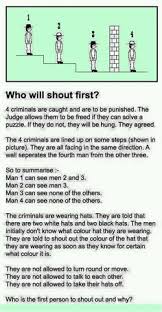 Black And White Hat Four Criminals And Black And White Hats Riddle Bhavinionline Com Black And White Hats Riddles Brain Teasers For Kids
