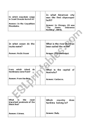 Well, what do you know? English Worksheets Geography Trivia Questions