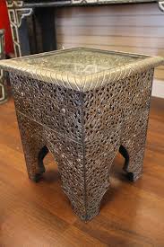 Moroccan Accent Table Vintage Silver Carved Arabesque Design Arabesque Design Accent Table Vintage Silver