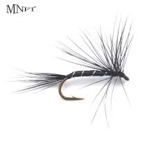 Us 1 99 25 Off Mnft 10pcs Black White Trout Nymph Flies Fly Fishing Dry Hook Salmon Flies Trout Single Dry Fly Fishing Lure Fishing Tackle In