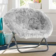Gray Fur Rific Faux Fur Hang A Round Chair Round Chair Comfy Chairs Papasan Chair