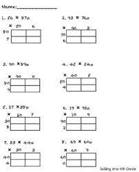 How do you calculate the area of a rectangle with fraction values as sides? 4 Nbt 5 Area Model And Traditional Multiplication Worksheets Tpt