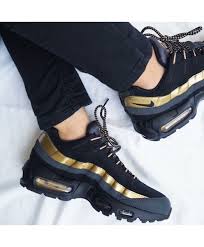 Nike Air Max 95 Black Gold Trainers Clearance Nike Air Max 95 Nike Air Max Sneakers Men Fashion
