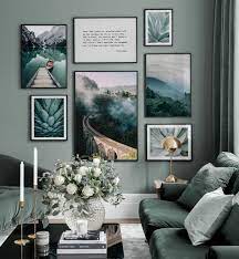 groene fotowand met posters en quotes fotowand inspiratie wanddecoratie posterstore nl woonkamer decor woonkamer decoratie woonkamer wanddecoratie