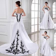 Hochzeitskleid / staatsamt barbar schwarzes schwarzes neuland! Grosshandel Romantische Schwarz Weiss Hochzeitskleid A Linie Satin Sweep Zug Lace Up 2015 Brautkleider Vestido De Noiva Western Gunstige Braut Kleider Usa Von Zlldress 76 86 Auf De Dhgate Com Dhgate