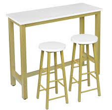 With the right patio bar stools or outdoor counter stools, you can set the scene for everything from a quiet evening on the deck to a lively backyard celebration. Bar Table Set 3 Part Bistro Table With 2 Chairs Oak Woltu Eu