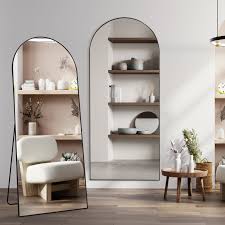 Anpark 19x57 Arched Full Length Mirror with Stand, Aluminum Frame, Pink