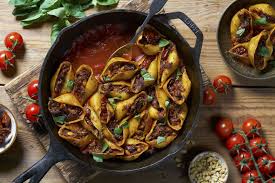 Vegan Sausage Stuffed Conchiglioni Cauldron Foods Recipe Vegan Sausage Vegan Dishes Conchiglioni Recipe