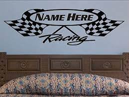 Preview it on your car. Crossed Checkered Flag Wall Decal Personalized Racing Flags Wall Sticker Nursery Man Cave Decoration Boys Bedroom Race Theme Decor Bed Room Buy Online In Bahamas At Bahamas Desertcart Com Productid 45736494