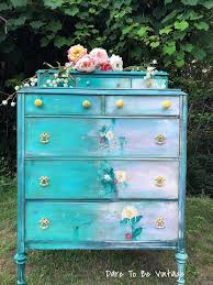 Sold Bohemian Dresser With Hand Painted Flowers Shabby Chic Dresser Painted Furniture Shabby Chic Furniture