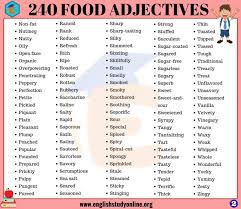 Food Adjectives Adjectives English Adjectives Food Words