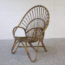 Wicker metal vintage dining chairs or chairs black blue sonett vienna circa 1950. Italian High Back Vintage Rattan Chair 1960s 84455