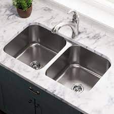 Geometric design lines crafted in stainless steel offer a contemporary twist to the kitchen sink. Mrdirect Stainless Steel 33 X 18 Double Basin Undermount Kitchen Sink Reviews Wayfair