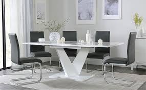The assen collection is great for creating a stylish interior. Turin White High Gloss Extending Dining Table With 4 Perth Grey Leather Chairs Furniture And Choice