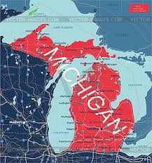 Editor maps, vacations no comments. Michigan State Detailed Editable Map Vector Clipart