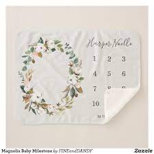 Magnolia Baby Milestone Sherpa Blanket Zazzle Com In 2021 Magnolia Baby Baby Milestone Blanket Baby Milestones