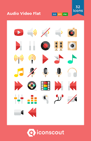 Download Audio Video Flat Icon Pack Available In Svg Png Eps Ai Icon Fonts Flat Icons Set Create Icon Icon Set