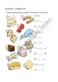 A b c d e f g h j l m p r s t v . Cooking Words Esl Worksheet By Sambo22406