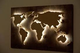 Weltkarte metall edelstahl led beleuchtet 100x60cm. 3d Wooden World Map Led Novocom Top