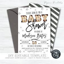 Editable Modern Baby Shower Invitation Country Baby Shower Etsy Modern Baby Shower Invitations Country Baby Shower Baby Shower Invitations