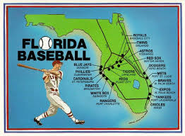 postcard of florida spring training baseball stadium map