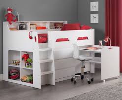 Cabin beds, also known as mid or low sleepers, will have either a play area underneath or pull out drawers and a desk. Jupiter White Wooden Mid Sleeper Cabin Bed Frame 3ft Single