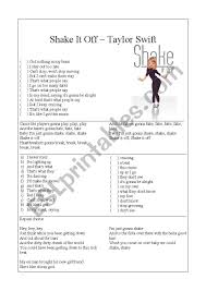 Practice writing words that begin with the letter b. Song Shake It Off Taylor Swift Esl Worksheet By Whiteskin